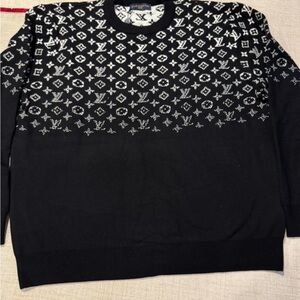 Louis Vuitton Black and White Patterned Crewneck Sweater